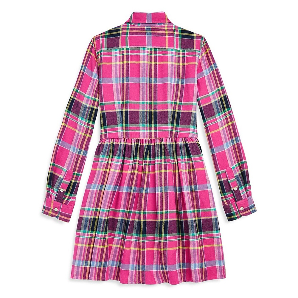 Polo Ralph Lauren Preppy Pink Plaid Button-Up Cotton Dress Girl’s Size 16 - Picture 5 of 13